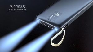 V-POWER P027 Original Powerbank 10000mAh Fast Charge with 4 Built-in Cables and 37Wh Roted Power