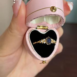 Gold Ring 18k Pawnable Saudi Natural Iolite Purple Diamond Zircon Birthstone Ring for Women Cebuana Lhuilier Jewelry