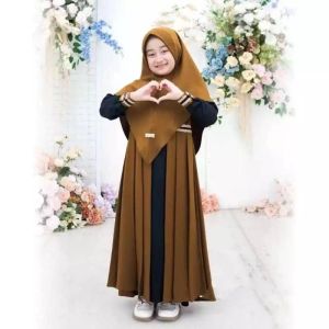 gamis anak perempuan Riana dres  syari 2-12 tahun set hijap