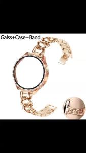 Bling Case+Bracelet for Samsung Galaxy Watch 7 6 5 4 40 44mm Metal Cowboy Chain Strap Screen Protector Galaxy Watch 4 5 6 7 Band
