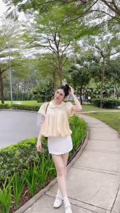 [Che Khuyết Điểm Bắp tay] Áo babydoll Nữ Dáng Bí Cổ Sen Dễ Thương Áo Kiểu Nữ Tay Phồng Phong Cách Ulzzang MS148