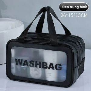 Túi Đựng Đồ Trang Điểm PU Tách Khô-ướt Di Động Ngăn Đôi Trong Suốt Túi Đựng Mỹ Phẩm Túi Du Lịch Đựng Đồ Thể Dục Bơi Lội Cần Thiết