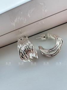 Fashionable Irregular Metal Line C-Shaped Earrings Luxury Simple Silver Needle Ear Jewelry Womens Geometric Pattern Alloy