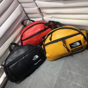 SUPREME X TNF LUMBAR WAISTBAG SHOULDER BAG Pouchbag PU Beg Dada Lelaki Sports Sling Bag 现货黑色红色皮革胸包腰包男款休闲包包