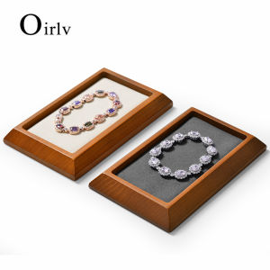 Oirlv ที่ทำจากไม้เครื่องประดับแหวนตุ้มหูสร้อยคอสร้อยข้อมือนาฬิกาที่ใส่ถาดกล่องเครื่องประดับจัดเก็บข้อมูล SM090