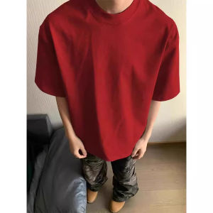 White Summer Cotton T-Shirt Mens Loose Fit Basic Short Sleeve Half Sleeve Youth Fashion Breathable Comfortable round Neck