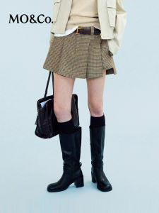 MO&Co. | A-Line Pleated Check Linen Skort