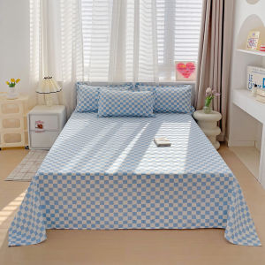 Washed Cotton Flat Bed Sheet Solid Bed Cover Single Double Queen King Size Bedsheet Linens Soft Bedspread (Pillowcase Can Order)