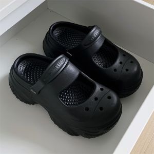 Street Style Fashionable Mary Jane Thong Shoes EVA Thick Heel Summer Cover up Sandals Womens Casual Slip on Daily Wear