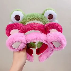 Zy Fashion Strawberry Bear Plush Cute Headband for Women Korean Style fashion girl Wash Face Hair Band