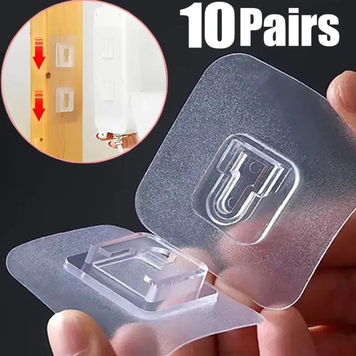 5/10Pairs Double-Sided Adhesive Wall Hook on Hangers Stickers
