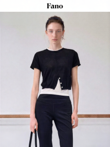 Fano | Color Block Fake Two-Piece Knit Top 100 Tencel