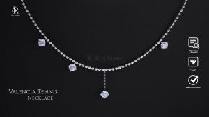 RoyStone - Kalung Wanita Moissanite Sertifikat GRA Original Lapis Emas - Valencia Tennis Necklace