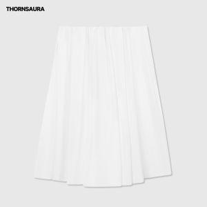 Simple Pure Color Mid-Length Sporty Womens A-Line Skirt Spring 2025 New Arrival THORNSAURA Casual Commute Cotton Skirt