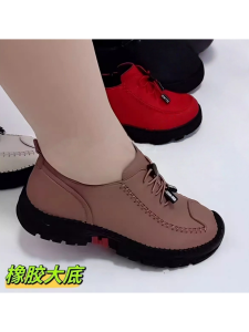 Retro Soft Leather Slip-On Shoes for Women Casual Work Shoes Anti-Slip Comfortable Mid-Aged And Elderly Mothers All-Match