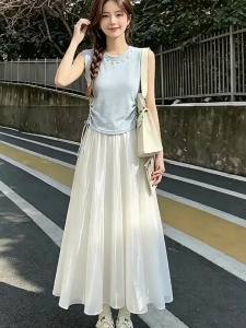 La Chapelle | Bộ Đầm Voan Ren Màu Be