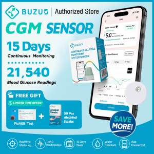 Buzud Continuous Glucose Monitoring System Sensor $ | 1 sensor | Real-time monitoring | 1440 readings/day | 15 days wear | Water resistant | App connected