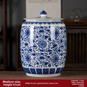 Jingdezhen Ceramic Blue and White Porcelain Airtight Tea Caddy