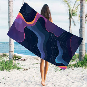 BILIBILI | dark neon wave abstract Quick Drying Microfiber Beach Towel Lightweight for Swimming Camping Yoga - Bath Towel