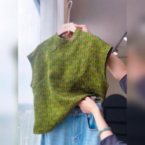 YUFUQING | Elegant Short Sleeve Printed Stand Collar Shirt Womens New Chinese Style National Trend Button Up Top Summer Retro Fashion