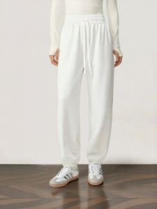 Textured Breathable White Sporty Jogger Pants