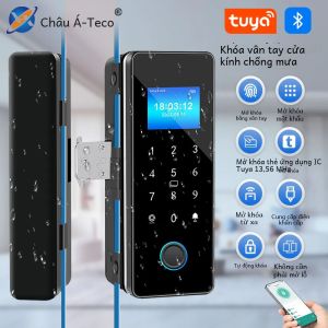 Khóa Cửa Thông Minh Bluetooth Tuya IP54 Khóa Điện Tử Vân Tay Chống Nước Cho Cửa Kính Có Điều Khiển Từ Xa Và Mở Khóa Bằng Ứng Dụng