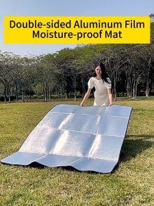 200cm Outdoor Camping Picnic Mat Moisture-proof Mat Waterproof Portable Aluminum Foil Picnic Mat Camping Tent Ground Sheet Moisture-Proof Beach Hiking Travel Blanket for Family