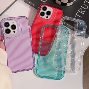 For iPhone X XS Colors Transparent Wavy Style Flexible Soft Silicone Case Back Cover