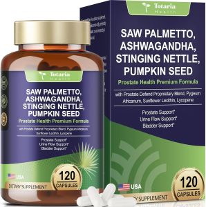 [Ready Stock] Totaria Organic Saw Palmetto with Pumpkin Seed - Prostate Support & Urinary Health for Men - DHT Blocker for Hair Growth - 120 Capsules