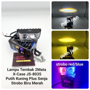 Lampu Tembak 2 Mata X-Case Putih Kuning Strobo Merah Biru  - Lampu Tembak Variasi Strobo X-Case 2Mata Universal