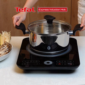 เตาไฟฟ้า Tefal เตาแม่เหล็กไฟฟ้า รูปแบบ EXPRESS IH7208 มีหม้อ 2 หู สแตนเลส และพร้อม ฝาแก้ว