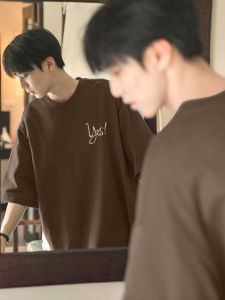 Heavyweight Short Sleeve T-Shirt Pure Cotton 5-Point Half Sleeve Mens Summer Fashion Brand High Street Style Breathable Casual Tee