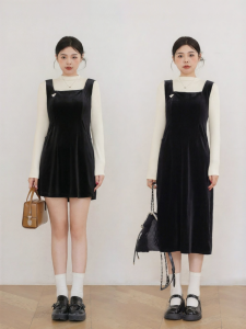JULULOOK | Đầm Dây Velvet Kích Cỡ Lớn cho Mùa Thu và Đông