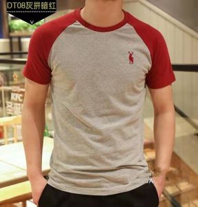 AF Short Sleeve T-Shirt Mens Summer Pure Cotton Patchwork Sleeve round Neck Top Embroidered Slim Fit Youth Contrast Color Half Sleeve T-Shirt