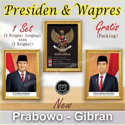 Frame Bingkai Foto Gambar Presiden & wakil presiden lengkap pancasila kantor sekolah kelas