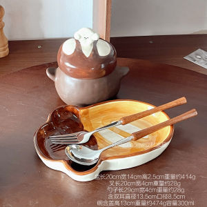 Đĩa Sứ Hình Chú Chó Bánh Mì Dễ Thương Đĩa Trang Trí Thực Phẩm Đĩa Tráng Men Họa Tiết Động Vật Đĩa Tròn Đựng Trái Cây Và Bánh Kích Thước 8 Inch