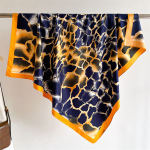 Print Satin Silk Square Scarf Hijab Women Bandana 90CM Headscarves Neckerchief Ladies Muffler Shawl Wrap Foulard Headband