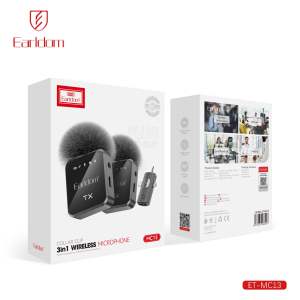 Earldom ET-MC13 3-in-1 Wireless Microphone | Type-C iP Phone 3.5mm Receiver | Clip-on Mic for Live Streaming & Vlog