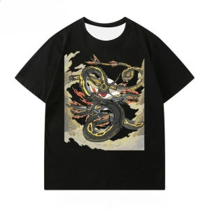 Bandai | 2026 Pok É Mon Black New Cartoon T-shirt Autumn New Style Y2K Loose Casual Harajuku Short Sleeve Top for Men and Women