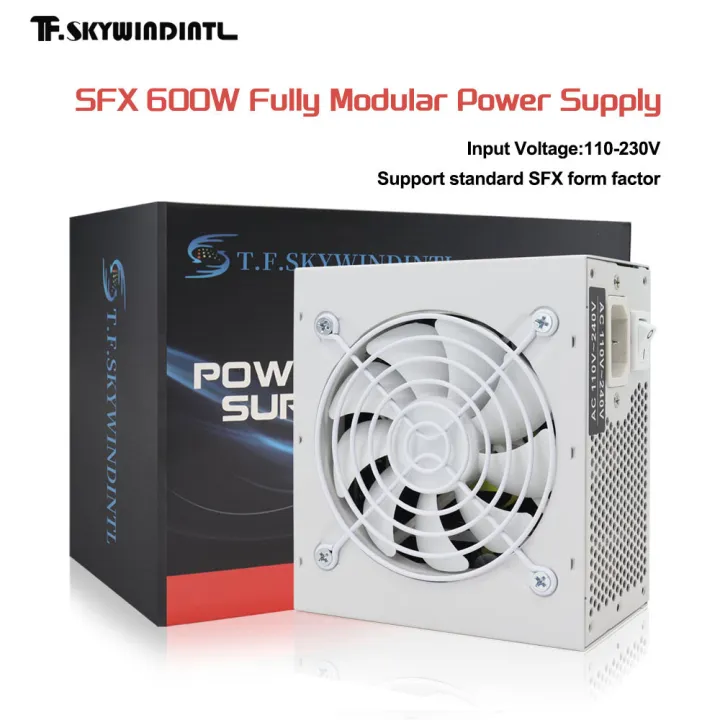 T.F.SKYWINDINTL | T.F.SKYWINDINTL SFX 600W Full Modular Power Supply for Gaming PC/ITX Builds PSU Mini Gaming Silent 120mm Fan Sfx 600w watt
