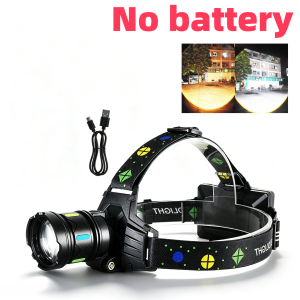 Super Bright LED Headlamp 6000M Long Shot 2 Color Lights USB Rechargeable Headlight For Camping Fishing Hunting Hiking Outdoor