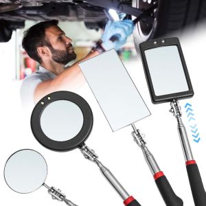 Telescopic Handle Detection Mirror 360° Rotatable Inspection Mirror Repair Tool LED Light Automotive Repair Auxiliary Lighting