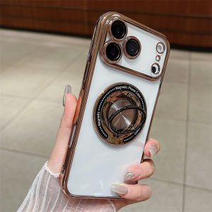 Luxury Plating 360 Rotate Ring Bracket Magnetic For Magsafe Case For iPhone 17 Air 16 15 14 Plus 13 12 11 Pro Max 16E Soft Cover