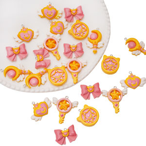 1 chiếc Hạt Charm Hạt chìa khóa trái tim sao nơ Mặt dây chuyền mặt trăng thủy thủ nhựa nhiều màu cho làm đồ trang sức phụ kiện thủ công đồ treo trang trí móc khoá dạng túi tự làm