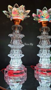 Đèn Hoa Sen Pha Lê Có Led Nhiều Màu CHÂN THIỆN MỸ Trang Trí Bàn Thờ Phật Gia Tiên HSPL-34
