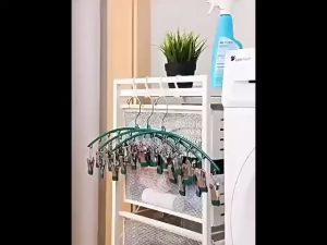 MLADEN Stainless Steel Clothing Hanger with 10 Clips Underwear Socks Non-Slip Windproof Drying Rack