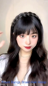 Natural Bangs Wig Headband Fish Bone Braid Air Bangs Simulation Seamless Wig Hair Band Forehead Hair Wigs Accessories For Women