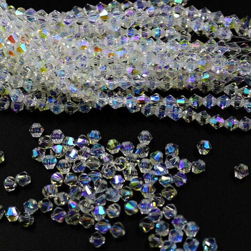 Multi Size Clear Crystal AB Bicone Loose Beads For Jewelry Making DIY Beading Accessories 3MM 4MM 5MM 6MM 8MM