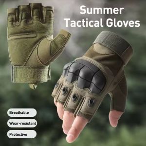 Mens WoMens Summer Tactical Gloves Half Finger Reinforced Palm Durable Anti-Slip Protective Military Style for Hunting Cycling