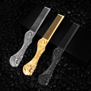 Chuyên Nghiệp Hợp Kim Kẽm Râu Lược Nam Phong Cách Đầu Lâu Gấp Tóc Cắt Tỉa Dụng Cụ Di Động Salon Ria Mép Lược